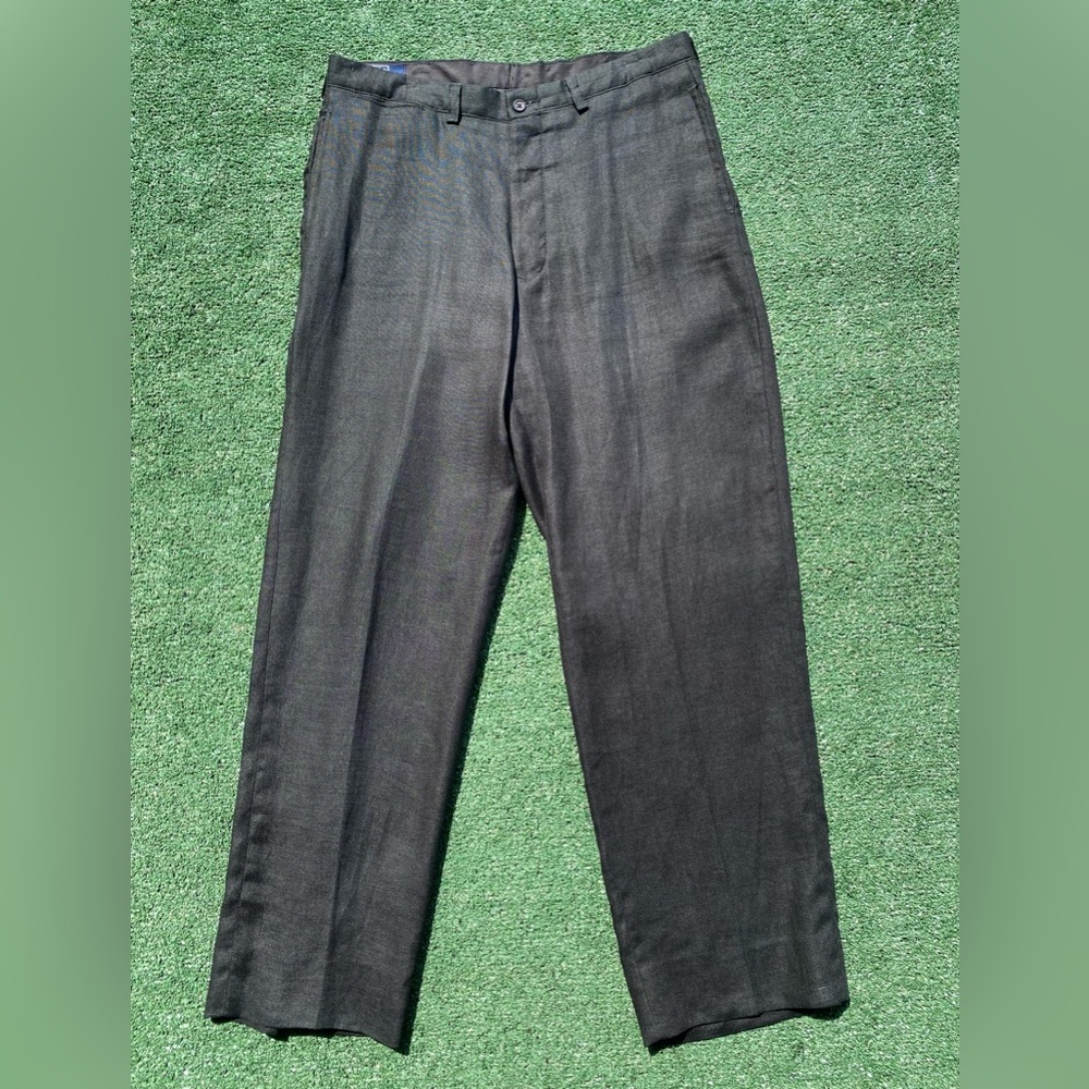 VTG 90s Polo Ralph Lauren 100% Linen Black Buttonfly Pants Mens 34 USA Made